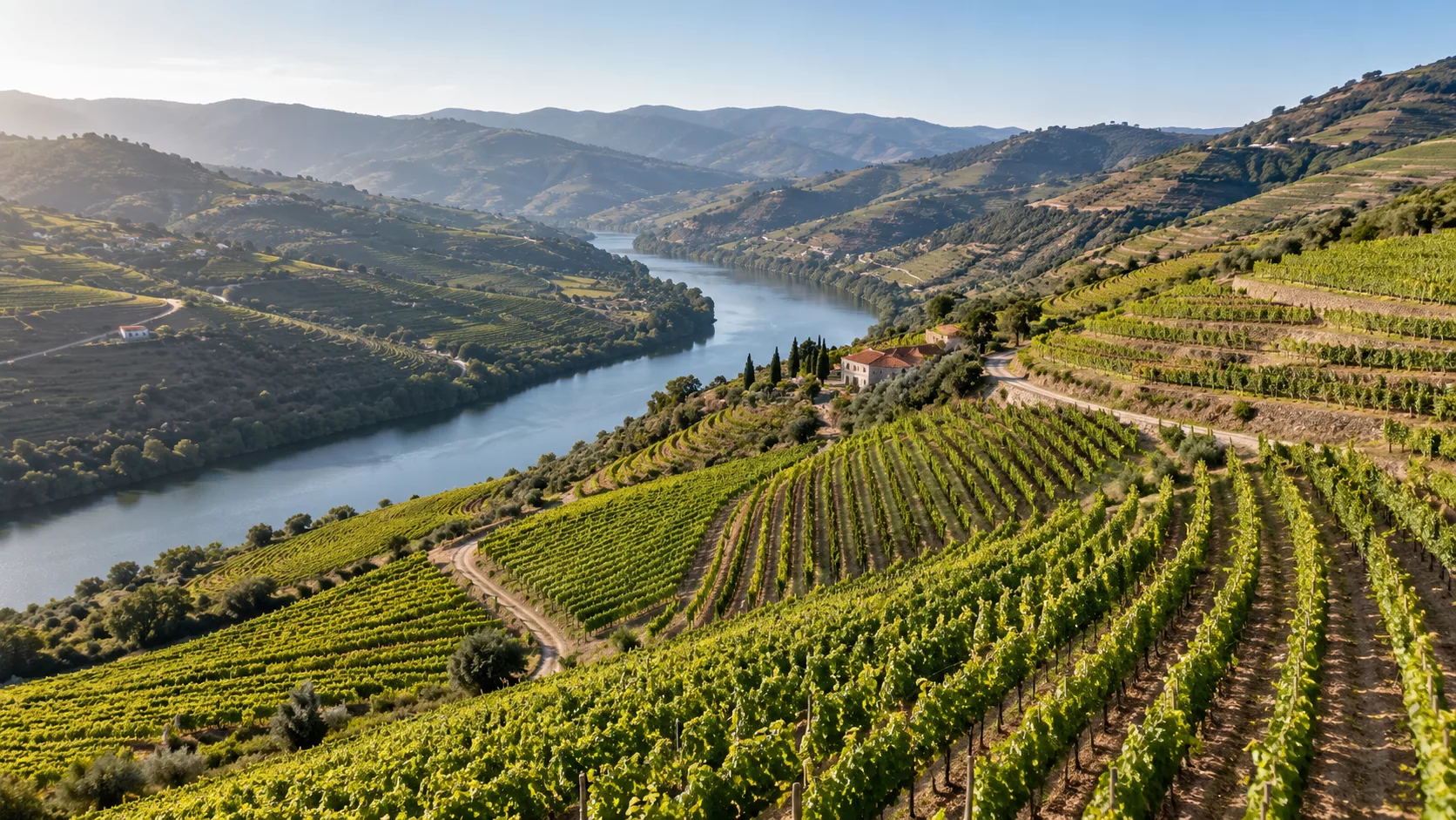 Vista aérea de vinha no Norte de Portugal