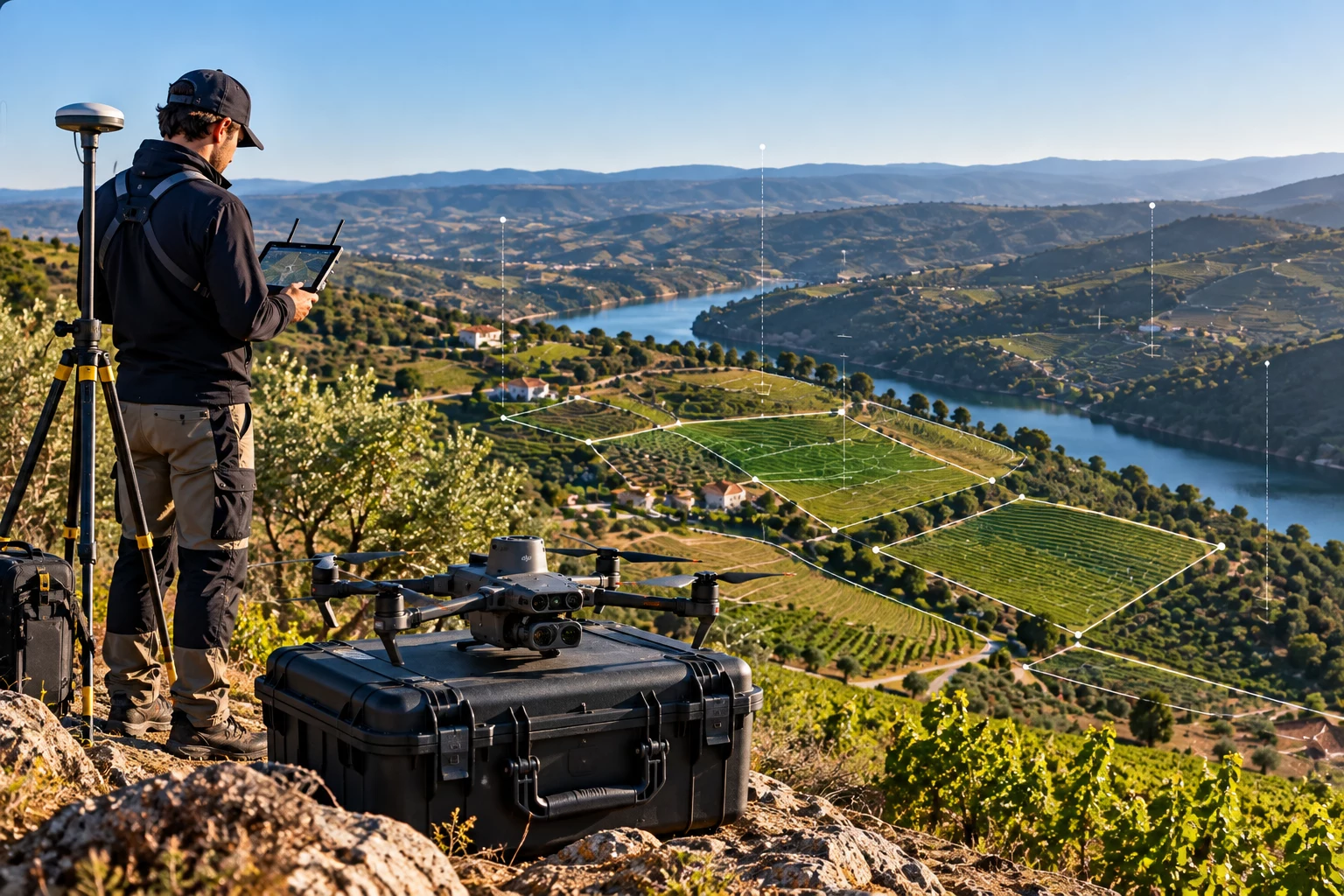 Aquisição técnica de dados geográficos com drone e equipamento GNSS RTK