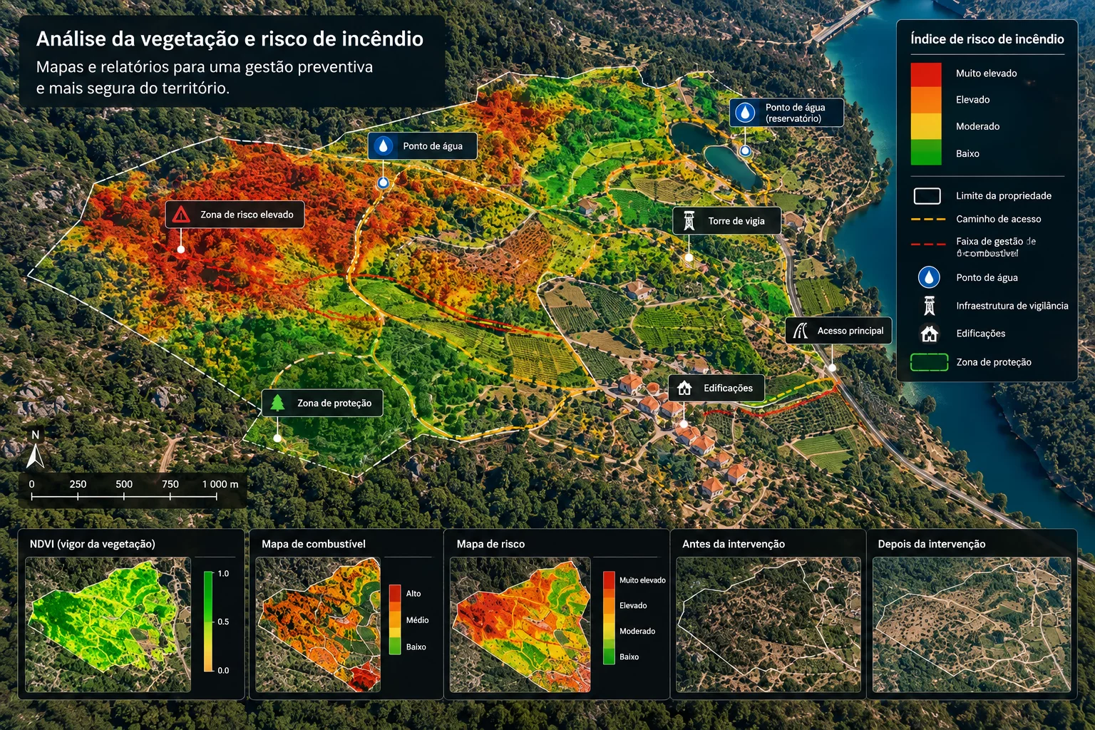 Comparação da evolução do território através de levantamentos realizados em diferentes momentos